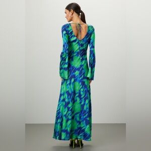 The Wolf Gang Calypso Maxi Dress in the "Ocean Haze" print